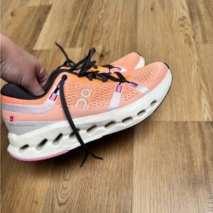 On Running Women's Coral and White Cloudnova Running Shoes